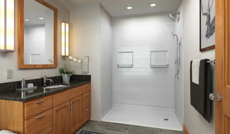 Can You Paint Your Fiberglass Shower Stall? (Answered) Tile Ready Shower Pan, Shower Pan Sizes, Fiberglass Shower Stalls, Shower Pan Tile, Tile Walk In Shower, Tile Tub Surround, Fiberglass Shower, Shower Wall Panels, Shower Fittings