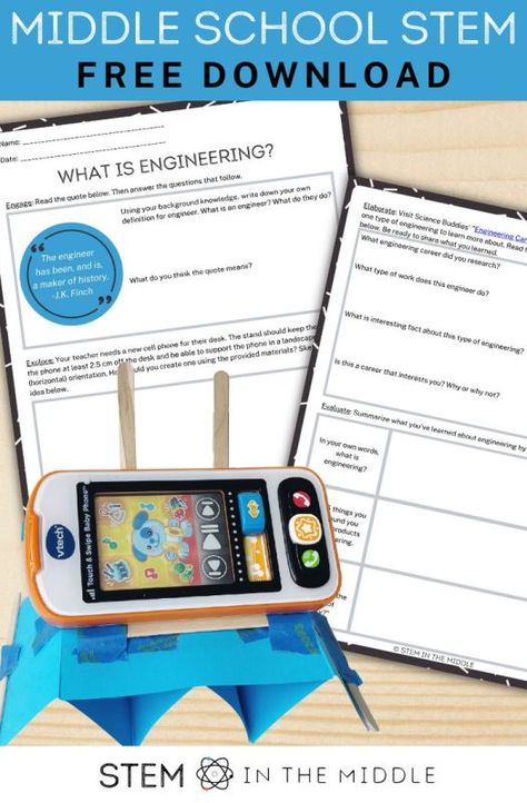 What is Engineering? Lesson and STEM Challenge Let me help you plan an awesome STEM lesson! Grab this free “What is engineering?” lesson plan and get ready for a fun and inspiring day of STEM! STEM Lesson Plan and Activities Need an easy introduction to STEM or a fun, low-prep lesson to keep your middle school students […] February Stem Activities, February Stem, Middle School Stem, Stem Lesson Plans, Stem Lessons, Introduction Activities, Stem Students, Engineering Careers, Stem Classes