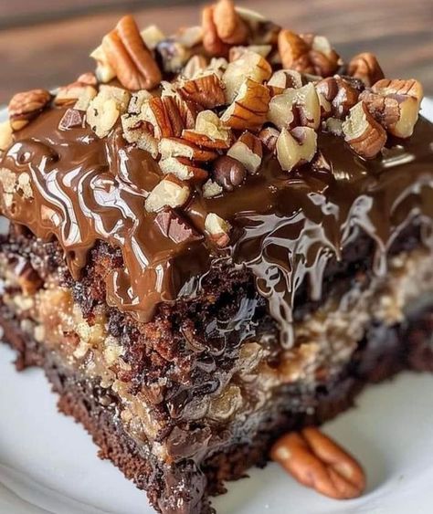 Desserts For Winter, German Chocolate Poke Cake, German Chocolate Cake Mix, Coconut Pecan Frosting, Chocolate Poke Cake, Dirt Cake, Trifle Dish, Poke Cake Recipes, Poke Cakes