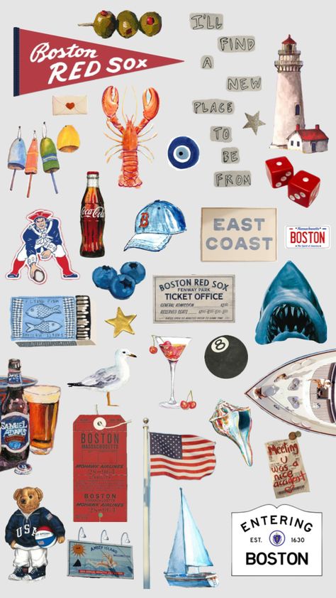 boston collage, aesthetic, massachusetts boston wall print Boston Wallpaper, Boston Aesthetic, Boston Poster, Massachusetts Boston, Art Collage Wall, Scrapbook Journal, Vintage Comics, Journal Stickers, Wall Print