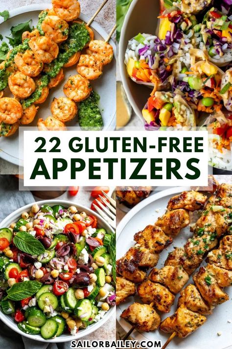 These gluten free appetizers are perfect for any party, BBQ, or game day and will impress the crowd. After all, having a gluten-free diet shouldn’t hinder anyone from grabbing a bite. These recipes are delicious, easy to make, and naturally gluten-free! Gluten Free Chicken Skewers, Gluten Free Lunch For A Crowd, Gluten Free Fancy Dinner, Summer Appetizers For Party Easy Healthy, Gf Party Appetizers, Gluten Free Wedding Shower Food, Quick Gluten Free Appetizers, Gluten Free Memorial Day Food, Gluten Free Recipes For Party