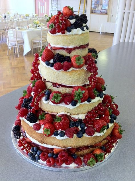 Summer Berries Victoria Sponge Wedding Cake by MJ Marucot, via Flickr Victoria Sponge Wedding Cake, Victorian Sponge, Nude Cake, Strawberry Wedding Cakes, Cake Decorated With Fruit, Short Cake, Victoria Sponge Cake, Floral Wedding Cakes, Naked Cakes