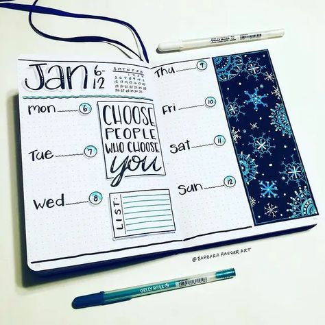 Bullet Journal January Theme, January Bullet Journal Theme, January Theme, Bullet Journal Week, Journal January, January Bullet Journal, Inspiration Journal, Creating A Bullet Journal, Bullet Journal Cover Ideas