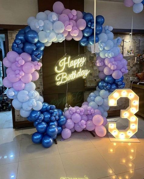 Total 450 Ring with chrome balloons Happy Birthday Neon light 1 Age marquee letter LD 1 cake table Decor and some balloons in hall Call +919560481939 #balloonthemepartycreation Balloon Ring Backdrop Birthday, Happy Birthday Neon Light, Airplane Birthday Party Decorations, Sangeet Function, Birthday Decors, Happy Birthday Neon, Cake Table Decor, 80th Birthday Party Decorations, Chrome Balloons