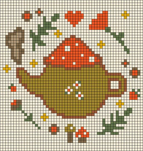 Alpha pattern #163810 | BraceletBook Strawberry Cross Stitch Pattern, Mushroom Crochet Grid, Mushroom Tapestry Crochet, Fairy Alpha Pattern, Mushroom Grid Pattern, Alpha Patterns Mushroom, Pumpkin Alpha Pattern, Plant Alpha Pattern, Alpha Grid Pattern