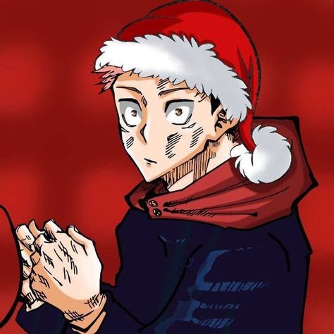 Itadori Christmas Pfp, Yuji Christmas Pfp, Jjk Christmas Pfp, Yuji Pfp, New Year Anime, Christmas Pfps, Gojo Saturo, Christmas Pfp, Itadori Yuji