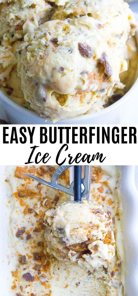 Homemade Ice Cream Butterfinger, Homemade Butterfinger Ice Cream Recipes Machine, Butterfinger Ice Cream Dessert, Butterfinger Ice Cream Ninja Creami, Homemade Soft Serve Ice Cream Recipes, Butterfinger Ice Cream Recipe, Churned Ice Cream Recipes Homemade, Homemade Butterfinger Ice Cream, Kitchenaid Ice Cream Maker Recipes