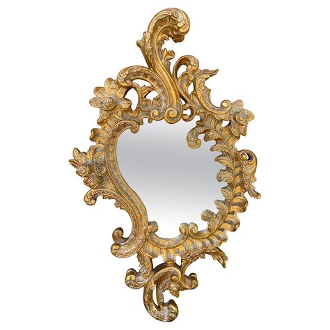 A stunning Rococo Louis XV style wall mirror featuring foliate swags and carved roses France, Late 20th Century Giltwood frame, with mirror glass Measures: 20"W x 4"D x 33"H Very good original vintage condition. Rococo Art, French Rococo, Rococo Style, Nyc Apartment, European History, Mirror Glass, Late 20th Century, Rococo, Fine China