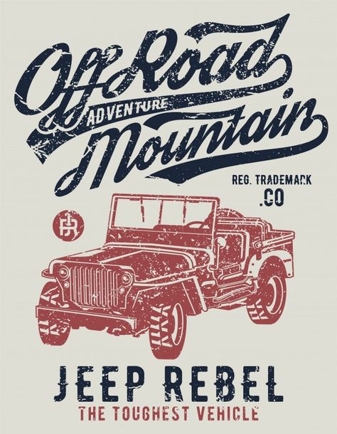 Vintage Jeep Poster, Jeep Poster, Adventure Jeep, Off Road Jeep, Jeep Shirts, Vintage Jeep, Jeep Ideas, Auto Poster, Vector Poster