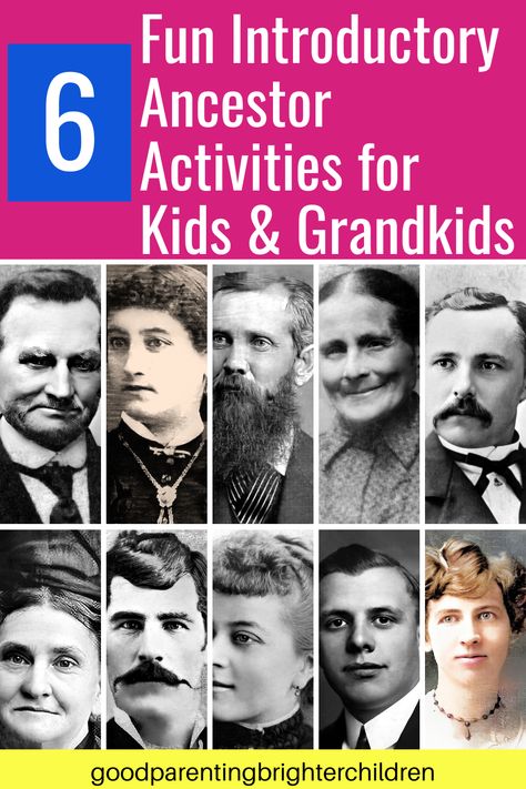 Here are 6 fun ancestor activities to introduce your kids and grandkids to people from long ago. Interesting activities that will make your ancestors come to life in amazing ways! #ancestors #genealogy #genealogyfamily #familyhistory #family #familytree #posterity #generations #heirlooms #discoverancestors Temple And Family History Activities, Family History Activities, Lds Relief Society Activities, Make A Family Tree, Interesting Activities, Family History Projects, Lds Relief Society, Relief Society Activities, Ancestry Genealogy