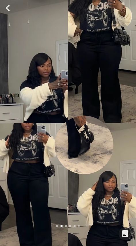 Plus Size Black Fashion, School Outfits For College Plus Size, Plus Size Outfits Fall 2024, Fall Plus Size Outfits Black Women, Cute And Casual Outfits Black Women, All Black Curvy Outfits, Birthday Outfits Plus Size Black Women, Plus Size Nye Outfit New Years Eve, Rap Concert Outfit Ideas Plus Size