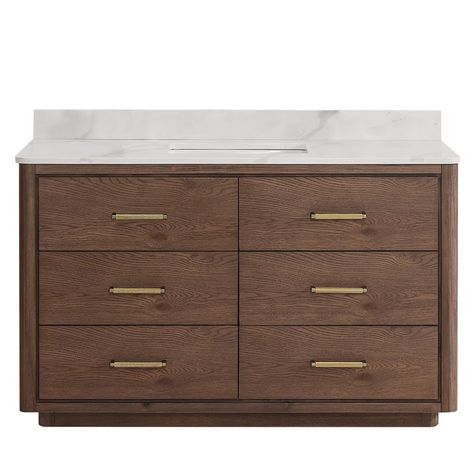 Ebern Designs Porto 55'' Free Standing Single Bathroom Vanity with Calacatta Quartz Top - Wayfair Canada Calacatta Quartz, Ceramic Undermount Sink, Double Bathroom Vanity, Dovetail Drawers, Undermount Sink, Single Sink, Bathroom Vanity Mirror, Stone Top, Mountain House