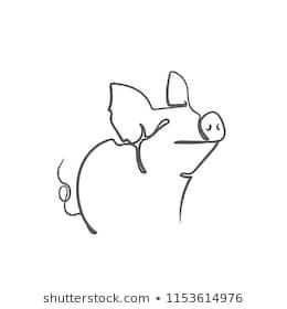 Pig Line Drawing, Cute Pig Tattoo, Pig Tattoo Ideas, Pig Tattoos, One Line Animals, Pig Sketch, Tatoo Dog, Pig Tattoo, Pig Drawing