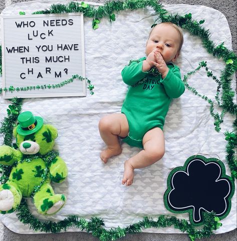 March 6 Month Pictures, My First St Patricks Day Pictures, Saint Patricks Day Baby Pictures, March Newborn Pictures, St Patrick’s Baby Pictures, St Patrick Baby Photo Ideas, One Month Photoshoot Ideas For Baby Boy, Valentines Day Baby Photoshoot Boys, March Milestone Baby Picture