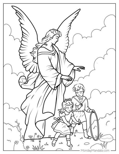 Angel Colouring Pages, Christmas Angel Coloring Pages, Guardian Angel Coloring Page, Immaculate Conception Coloring Page, Saint Coloring, Angel Coloring Pages, Sunday Activities, Angel Illustration, Summer Coloring