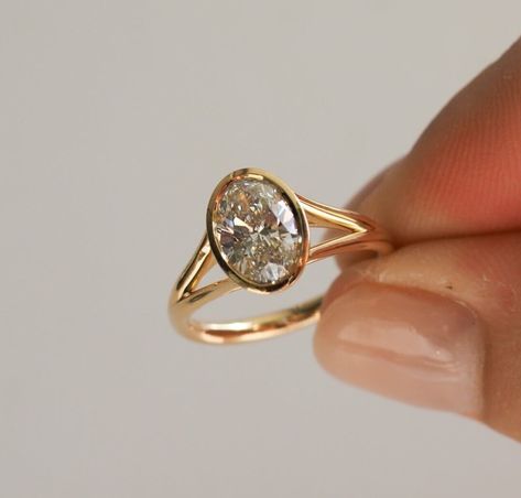 Bezel Set Engagement Ring Solitaire Oval Cut Moissanite Ring 14k Yellow Gold Rose Gold Oval Bezel Set Engagement Ring, Bezel Set Stone Ring, Engagement Rings Mid Century, Gold Oval Bezel Engagement Ring, Deep Set Engagement Ring, Bezel Set Moissanite Ring, Encased Engagement Ring, Bezel Set Gold Engagement Ring, Free Form Engagement Ring