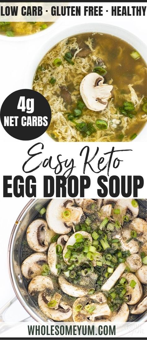 Easy Keto Egg Drop Soup Recipe Keto Egg Drop Soup, Homemade Egg Drop Soup, Egg Drop Soup Recipe, Eggs Mushrooms, Egg Diet Plan, Keto Lasagna, Egg Drop Soup, Keto Pancakes, Boiled Egg Diet