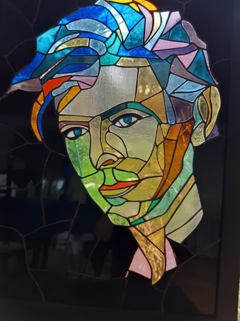 Stained Glass Portrait, Glass Portrait, David Bowie Tribute, Glass Inspiration, Stain Glass, Glam Rock, Stained Glass Art, Second World, String Art