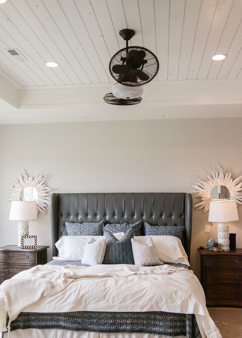 How to Make Your Tray Ceiling Feel Like Home Bedroom Ideas For Small Rooms Women, Ceiling Fan Bedroom, White Bedroom Furniture, Ideas Hogar, Woman Bedroom, Shabby Chic Bedrooms, Tray Ceiling, Bedroom Ceiling, Couple Bedroom