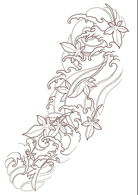 japanese tattoo designs Japanese Water Tattoo, Japanese Wave Tattoos, Japanese Leg Tattoo, Japanese Flower Tattoo, Dragon Tattoo Art, Full Sleeve Tattoo Design, Japan Tattoo Design, Tattoo Templates, Back Tattoos For Guys