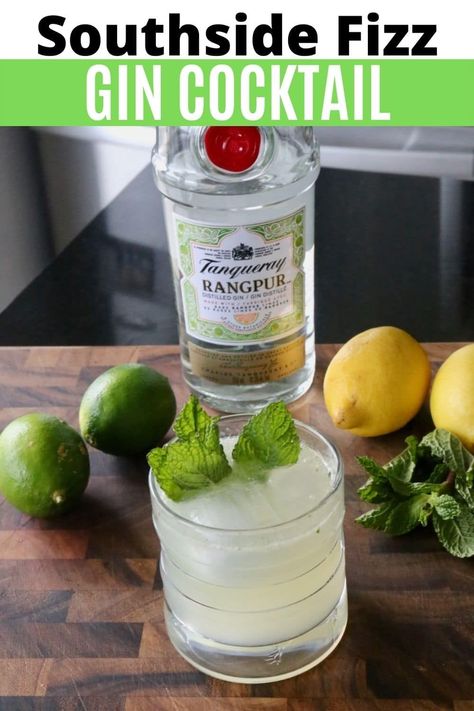 Learn how to make a refreshing Southside Fizz. Our easy summer cocktail recipe features gin, lemon, lime, mint, soda and simple syrup. Refreshing Summer Dinners, Gin Fizz Recipe, Easy Gin Cocktails, Easy Summer Cocktail Recipes, Tonic Syrup, Fizz Cocktail, Mint Cocktails, Flavoured Gin, Mint Simple Syrup