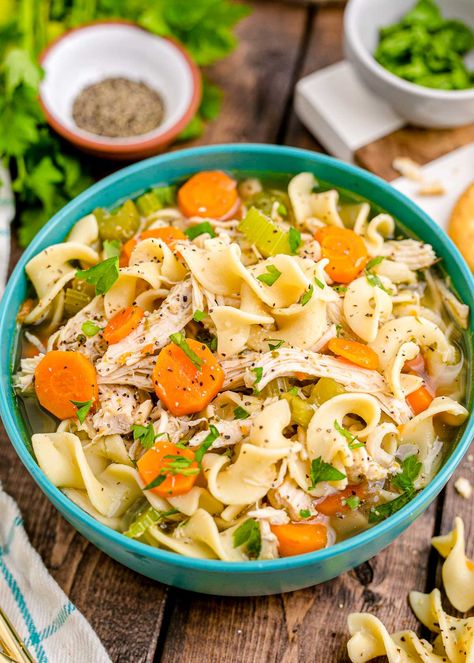 This Instant Pot Chicken Noodle Soup is overflowing with shredded chicken, tender egg noodles, carrots, and celery for a cozy, hearty meal! Prep this recipe in just 10 minutes! Vegan Chicken Noodle Soup, Instant Pot Chicken Noodle Soup, Instant Pot Chicken Noodle, Chicken And Egg Noodles, Crockpot Hot Chocolate, Crockpot Candy, Chicken Tender, Vegan Chicken, Instant Pot Soup Recipes