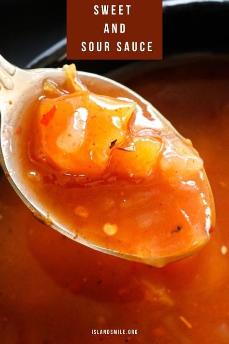 Sweet and sour sauce. | ISLAND SMILE Sweet And Sour Chicken Sauce Recipe, Sweet And Sour Sauce For Chicken, Sweet And Sour Sauce With Pineapple, Sweet N Sour Sauce, Recipe Sweet And Sour Sauce, Sweet And Sour Sauce Recipe, Sweet N Sour Sauce Recipe, Asian Dipping Sauce, Wing Sauce Recipes