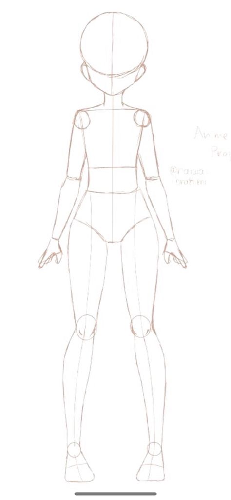 Toturial Drawing Body Anime, Body Drawing Standing Straight, How To Draw Anime Body Base Female Step By Step, Girl Drawing Body Base, Sketch Of Girl Body, Women Base Drawing, How To Draw Full Body Girl, Bjd Sketch, Full Body Girl Drawing