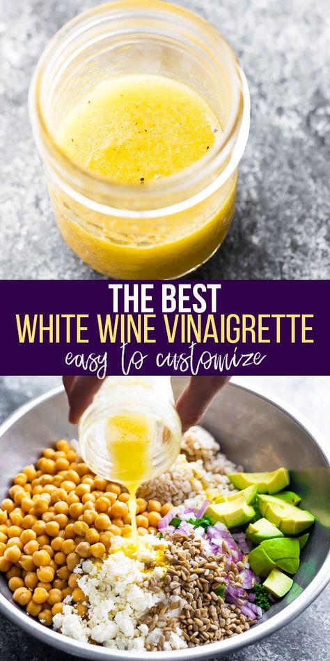 Vinegrette Salad Dressing, Vinegrette Recipe, White Wine Vinaigrette, Honey Salad Dressing, Sweet Peas And Saffron, White Wine Recipes, Salad Prep, Easy Salad Dressing Recipes, Vinegar Salad Dressing