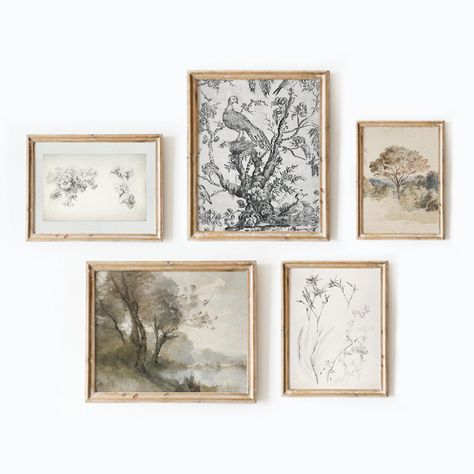 PRICES MAY VARY. Our set of 5 pcs wall art come in standard sizes: 1 pcs 5"x7", 2 pcs 6"x8" and 2 pcs 8"x10", making them easy to frame and display on your walls as soon as they arrive. Transform your walls into an art gallery with our collection of high-quality prints and posters that will elevate your space and bring it to life Enhance Your Bedroom Decor with Charming Vintage Wall Art Prints: Explore a Stunning Collection of 8x10 Picture Unframes and Simple Modern Designs to Elevate Your Space Botanical Tapestry, Farmhouse Gallery Wall, Neutral Artwork, Bathroom Wall Decor Art, Vintage Gallery, Gallery Wall Art Set, Gallery Wall Prints, Vintage Landscape, Art Bundle