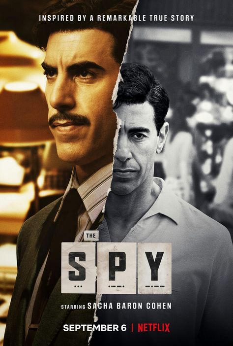 The poster for the thriller THE SPY, starring a very serious Sacha Baron Cohen. #thespy #movieposter #thriller #suspense #truestory #spy #netflix #sachabaroncohen #pop #popculture #geek #nerd #movies #filmes #films #cine #cinema #cult #culture #art #Entertainment #OsFilmesdoKacic Netflix Movie Poster Design, Spy Poster Design, Netflix Poster Design, Spy Movie Poster, Sasha Baron Cohen, Mummy Games, Anime Mega, Nerd Movies, New Series To Watch