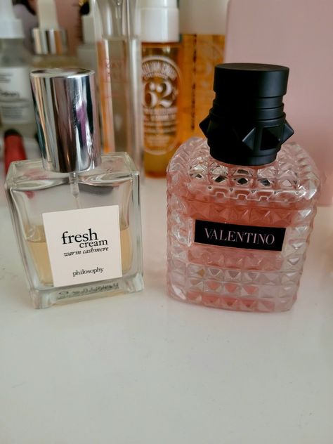 Valentino Donna Born in Roma and Fresh Creme Warm Cashmere by Philosophy Philosophy Fresh Cream Warm Cashmere, Valentino Born In Roma Layering, Valentino Perfume Combo, Layering Perfume, Fragrance Combos, Cashmere Perfume, Perfume Combos, Valentino Donna Born In Roma, Valentino Born In Roma