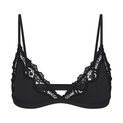 Onyx Colour, Corded Lace, Triangle Bralette, Black Bralette, Triangle Bra, Lace Bralette, Lace Detail, Pullover Styling, Women's Intimates