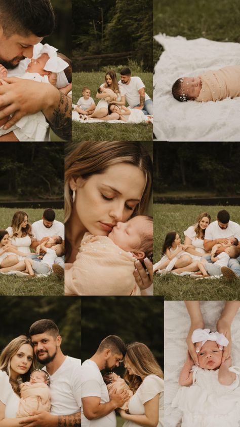 Outdoor newborn family of 5 photoshoot lifestyle newborn photos inspo Newborn Outdoor Photography, Outdoor Newborn Photos, Outdoor Newborn Session, Twin Baby Photography, Sibling Photography Newborn, Outdoor Baby Photography, Outdoor Newborn Photography, New Baby Pictures, Newborn Family Pictures