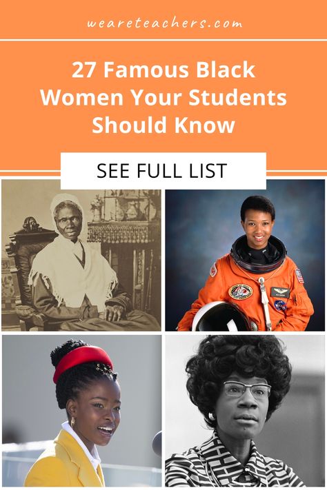 27 Famous Black Women Your Students Should Know Famous Black Women, Women History Month Activities, Famous Black People, Mary Mcleod Bethune, Venus And Serena Williams, Sojourner Truth, African American Studies, Audre Lorde, Black Entertainment