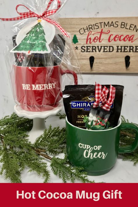 Hot Cocoa Gift Mugs | All Things Target Hot Chocolate In A Mug Gift Ideas, Coffee Mug Gift Ideas Filled Diy, Coffee Cup Gift Ideas Filled, Christmas Mug Gift Ideas, Hot Cocoa Mug Gift, Coffee Cup Gift Ideas, Hot Chocolate Gift Basket, Classmate Gifts, Xmas Mugs