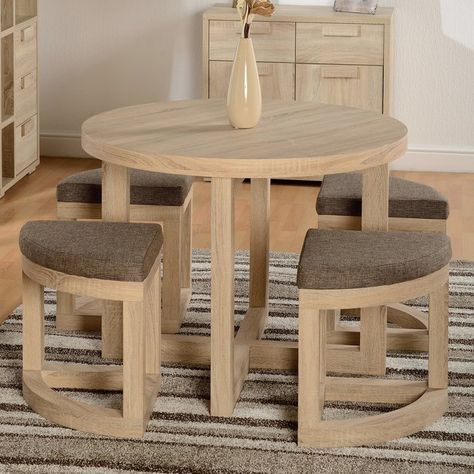 You'll love the Wansley Dining Set with 4 Chairs at Wayfair.co.uk - Great Deals on all Furniture products with Free Shipping on most stuff, even the big stuff. Dining Room Furniture Sets, Wooden Dining Tables, Space Saving Furniture, Wooden Table, Design Case, Pallet Furniture, Dining Room Sets, Round Table, Home Decor Furniture