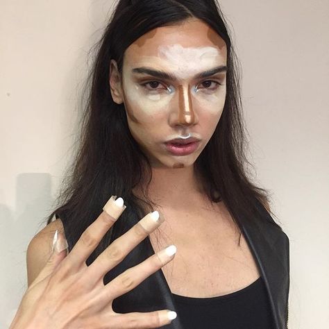 The final beauty look @hoodbyair that was in no way inspired by the Kardashians. Makeup: @maccosmetics; hair: @bumbleandbumble, nails: @nailsbymarysoul. | : @kathou #nyfw Hood By Air, Runway Makeup, The Kardashians, No Way, Soundtrack, Makeup Looks, Nose Ring, Women Wear, Instagram Photo