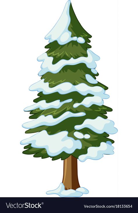 Snow Tree Drawing, Cute Tree Illustration, Winter Trees Drawing, Winter Tree Illustration, Sapin Illustration, Winter Tree Drawing, Snow Drawing, Tree With Snow, Pine Tree Drawing