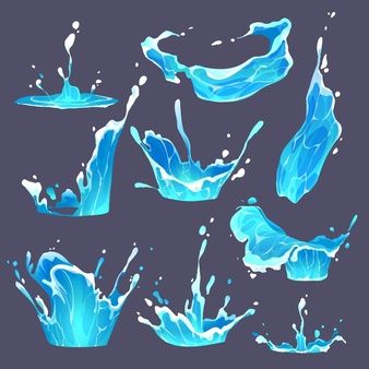 Coloring Water Digital, Splashing Water Drawing Tutorial, Flowing Water Reference, Water Art Digital, Water Splashes Drawing, How To Draw Water Powers, Drawing Water Digital Art, How To Digitally Paint Water, Water Reference Art