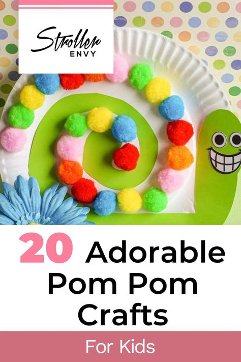 The kids will love these adorable pom pom crafts! All of these fun crafts are easy to make and inexpensive - two of our very favorite things! And, did I mention how super cute they are? Arts And Crafts With Pom Poms, Diy With Pom Poms Craft Ideas, Craft Pom Pom Ideas, Pom Pom Art For Kids, Kids Pom Pom Crafts, Easy Pom Pom Crafts, Mini Pom Pom Crafts, Pom Pom Crafts For Toddlers, Crafts With Pom Poms For Kids