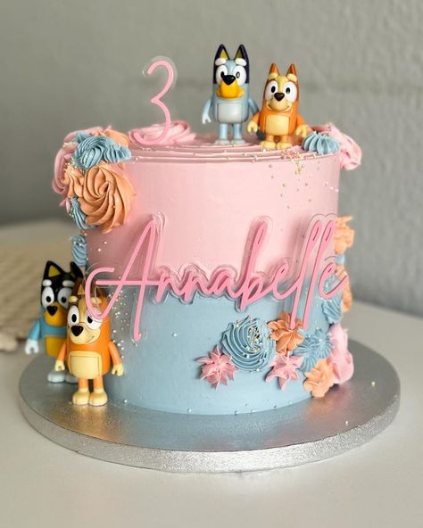 | Bluey 🧡💙🩷 . . #bluey #blueycake #girlcake #happybirthday #littlegirl #cake #cakes #kidscake #bingo #kidstv #instamood #instagood… | Instagram Bluey Cake Pink, Bingo And Bluey Cake, Bluey Girl Cake, Bluey Cake Ideas For A Girl, Bluey Birthday Cake For Girl, Girls 4th Birthday Party Ideas, Bluey Birthday Cake Ideas, 2nd Birthday Cake Girl, Bluey And Bingo Cake