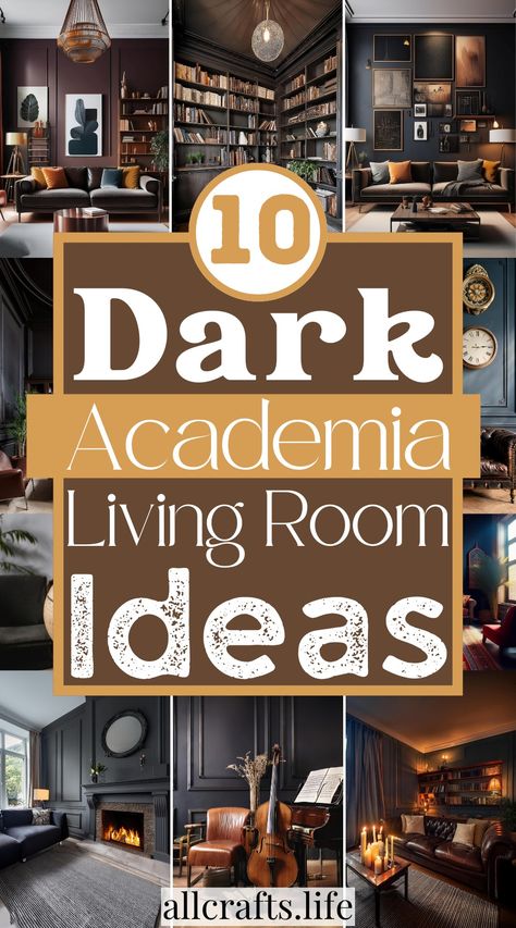 Living Room Designs Dark Academia, Dark Academia Man Cave, Dark Brown Walls Living Room, Dark Academia Living Room Ideas, Dark Academia Decor Ideas, Victorian Living Room Modern, Dark Academia Aesthetic Living Room, Dark Academia Living Room Decor, Dark Victorian Living Room