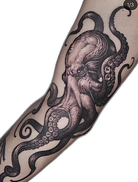 Octopus Tattoo Leg, Octopus Tattoo Arm, Octopus Tattoos Leg, Octopus Reference, Kraken Tattoos, Tentacle Tattoo, Tattoos Minimal, Calf Sleeve Tattoo, Octopus Tattoo Sleeve