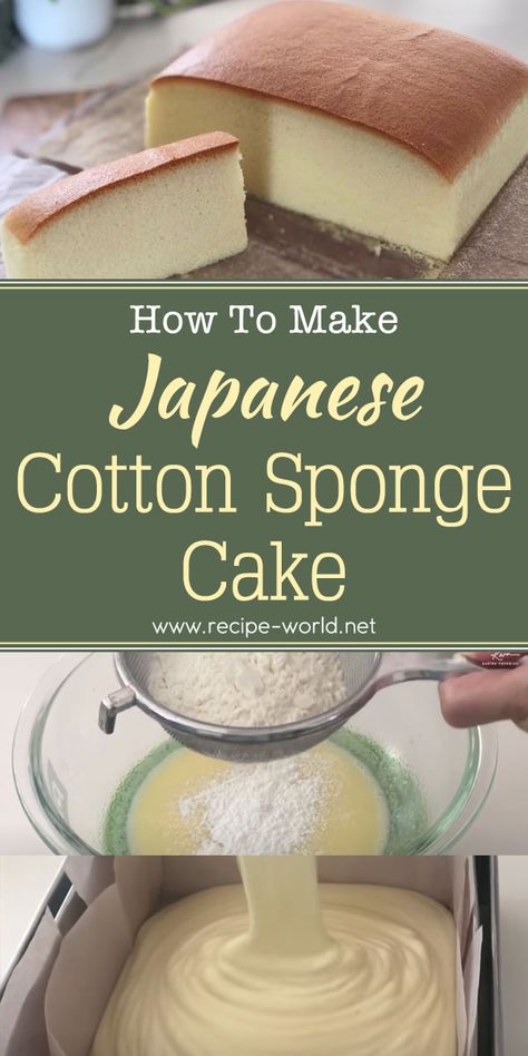 Less Sweet Cake Recipes, Japanese Cotton Cake Recipe, Japanese Jiggly Cake Recipe, Cake Recipes Japanese, Microwave Sponge Cake Recipes, Soft Fluffy Cake Recipe, Easy Japanese Cake Recipe, Japanese Soft Cake, Kasutera Cake Recipe