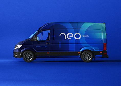 Neo Conveying Intelligence ― Branding on Behance Van Livery Design, Van Graphic Design, Van Branding Design, Van Design Graphics, Electrician Branding, Vehicle Branding Design, Transportation Branding, Car Branding Design, Car Wrapping Design