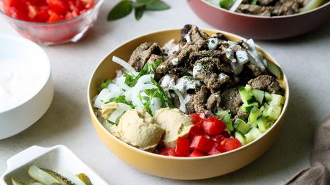 Shawarma Rice Bowl, Shawarma Rice, Beef Shawarma, Parsley Salad, Hot Toddies Recipe, Beef Marinade, Spiced Beef, Best Chili Recipe, Beef Strips