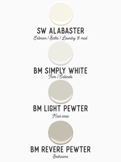 Alabaster And Revere Pewter, Revere Pewter Bedroom, Sw Alabaster, Bm Revere Pewter, Interior House Colors, Revere Pewter, Perfect Paint Color, European Farmhouse, Favorite Paint Colors