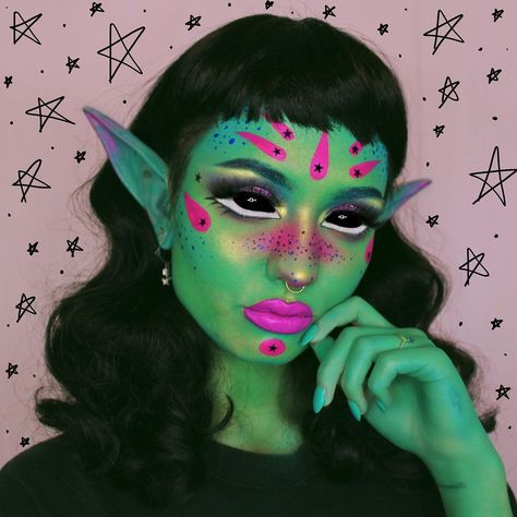 Omw to Area 51 to save my alien pals👽💕 Disclaimer!! Eye color is edited, white “waterline” is smoothed out as well as my hands & ears!!… White Waterline, Space Rave, Alien Halloween Makeup, Alien Halloween Costume, Space Disco, Alien Makeup, Alien Halloween, Alien Costume, Diy Halloween Costumes For Women