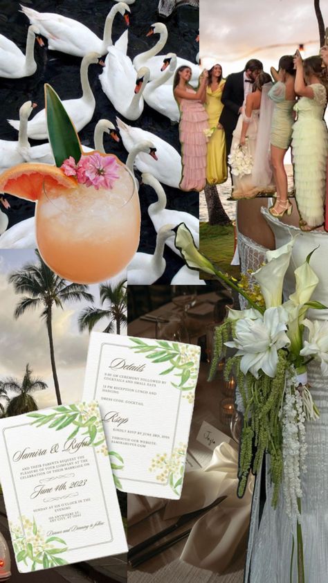 Tropical Wedding Destination | Wedding Inspo | Beach Floral Arrangement | Elegant European Summer Wedding | Wedding Invitation Template | Inspiration Mood Board Destination Wedding Mood Board, Vintage Tropical Wedding, European Summer Wedding, Boho Tropical Wedding, Tropical Destination Wedding, Beach Floral, Tropical Destinations, Luxury Weddings, Wedding Mood Board